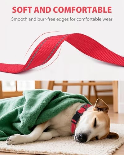 Joytale Feather-Light Dog Collar for Extra Large Dogs, 1 1/4", Red - Image 3