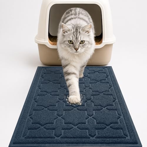 Yimobra Cat Litter Mat, Waterproof Litter Trap Mat, 35.4x23.6, Dark Blue by Yimobra
