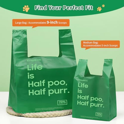 60 Count Cat Poop Bags Large Pet Waste Sacks with Handles, Disposable Litter Bags for Pet Poop, Extra-Thick Waste Bags Easy Tie Leak-Proof Strengthen Unscented - Image 5