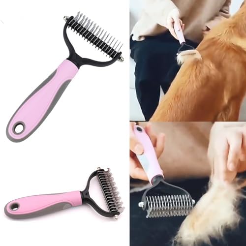 7 PCS Dog Brush Dog Grooming Kits,Dog Shedding Brush，Self-Cleaning Brush with Nail Clipper, Flea Comb and Shampoo Bath Brush - Image 3