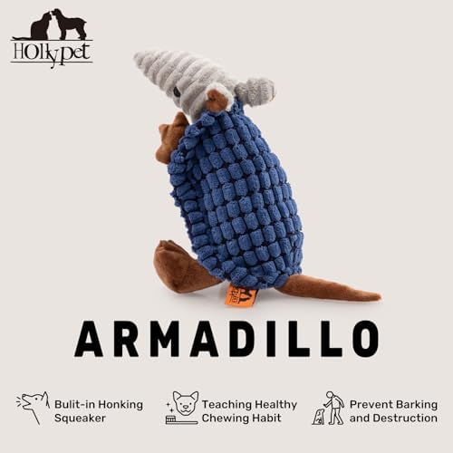 Hollypet Armadillo Squeaky Puppy Dog Toys for Small Medium Dogs, 8" - Image 3