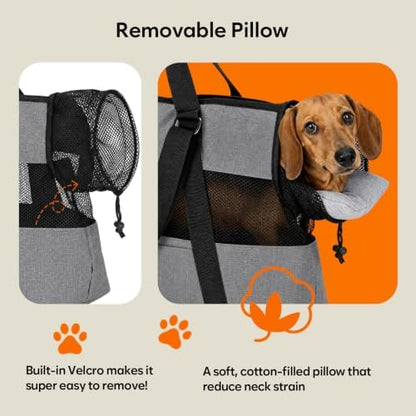 Ownpets XL Cat Dog Purse Carrier, Grey Breathable Mesh, Fits 20lbs - Image 3