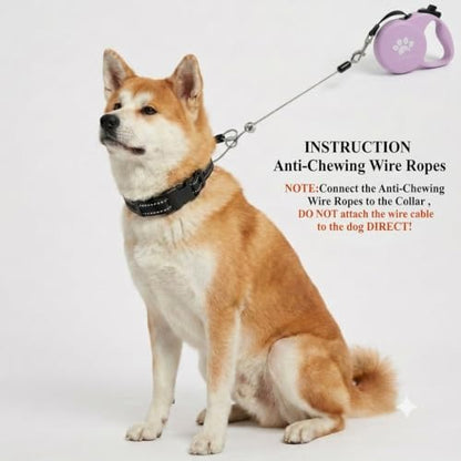 Chew Proof Retractable Dog Leash for Medium Dogs up to 44lbs, 16ft Heavy Duty Dog Lead with Anti-Chewing Steel Wire Rope, Tangle-Free, One-Hand Brake & Lock, Pink M - Image 2