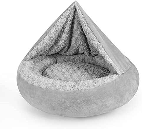 JOEJOY Dog Beds for Small Medium Dogs, Cozy Cuddler Luxury Puppy Pet Bed with Blanket Attached, Donut Round Calming Anti-Anxiety Dog Burrow Cave Bed - Anti-Slip Bottom and Machine Washable 26 inch by JOEJOY
