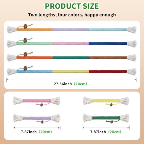 HoneyGuaridan Cat Chew Ropes 8Pcs, Cat Toys for Indoor Cats with Refillable Natural Catnip, Safe Teeth Cleaning Chew Toys - Image 6