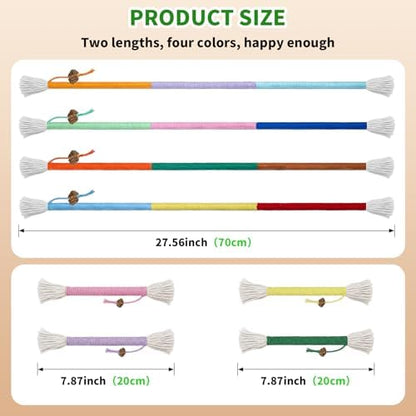 HoneyGuaridan Cat Chew Ropes 8Pcs, Cat Toys for Indoor Cats with Refillable Natural Catnip, Safe Teeth Cleaning Chew Toys - Image 6