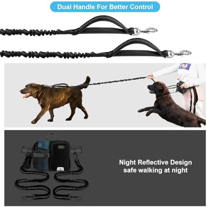 ETACCU Hands Free Dog Leash with Phone Pouch for 2 Dogs Water Bottle Holder - Image 2