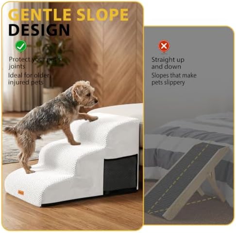 Dog Stairs for Small Dogs, 3-Step Non-Slip Foam Pet Steps for Couch Bed - Image 4