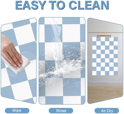 Pet Feeding Mat, 16"x 24" Absorbent Dog Food Mat, Checkered Cat Bowl Mats, Easy to Clean Pet Placemats, Quick Dry Dog Water Dispenser Mats for Messy Drinkers, Blue & White - Image 5