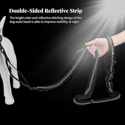 Heavy Duty Multifunctional Adjustable Hands Free Dog Leash - Durable Reflective Stitches, Car Safety Buckle Waist Leash for Dog Walking, Running, Hiking - 5-7FT - Image 4
