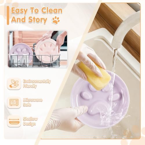 Cat Slow Feeder Bowl Set,2 Pcs Pastel Series Cat Plate for Dry and Wet Food - Image 6