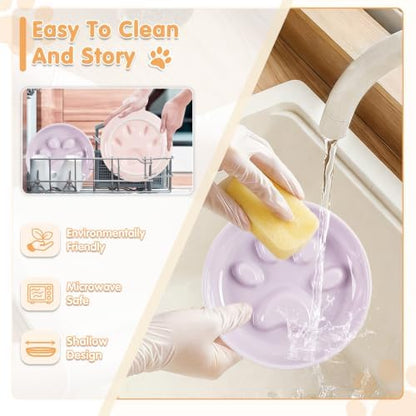 Cat Slow Feeder Bowl Set,2 Pcs Pastel Series Cat Plate for Dry and Wet Food - Image 6