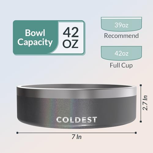 Coldest Dog Bowl - Anti Rust Metal, Non Slip, 3 Layers Insulated Stainless Steel Dog Bowls - Spill Proof & Heavy Duty - Water Bowl for Dogs, Cats & Pets, Dish Washer Safe (42 oz, Stardust Glitter) - Image 4