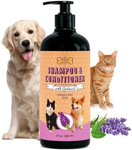 POM Pets 2-in-1 Organic Dog Shampoo & Conditioner – Itchy Skin Relief, Dog Deshedding, Detangles Fur, Cat Shampoo, Paw Cleaner for Dogs, Natural Coat Defense Formula by Unknown