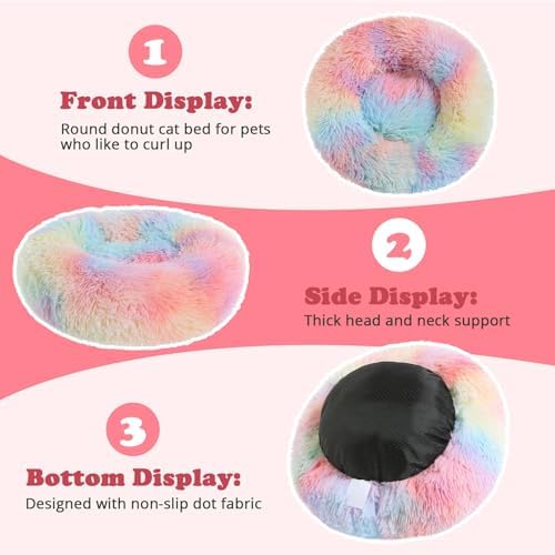 JOLLYVOGUE Dog & Cat Bed, Calming Anti-Anxiety Pet Bed for Small Dogs, Fluffy Donut Cushion for Small and Medium Pets (23") - Image 5