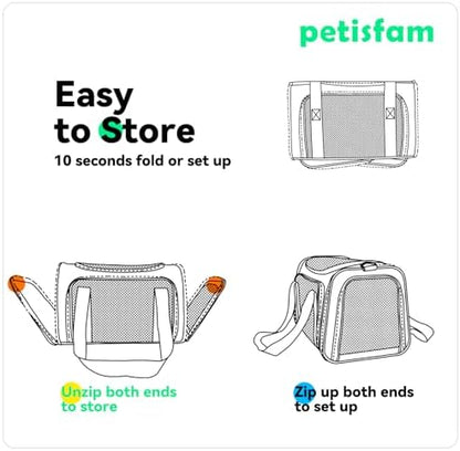 Quick-in Pet Carrier Bag for Cats & Dogs. Airy Mesh Windows Let Fur-Kids See You Reduce Anxiety & Breath Easy. Rip-Stop Fabric & Lockable Zips Hug Securely. Washable Comfy Pad. Collapsible - Image 6