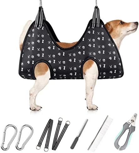 ATESON Pet Dog Grooming Hammock Harness for Nail Trimming (S 30lb), Dog Sling for Cutting Nail, Dog Hanging Holder Hanger for Clipping Nail with Nail Clippers, Nail File, Pet Comb by ATESON