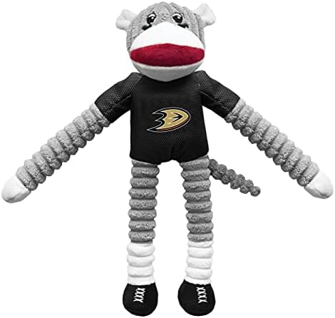 Littlearth NHL Anaheim Ducks Sock Monkey and Flying Disc Pet Toy Combo Set, Team Color, One Size - Image 2