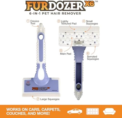 FurDozer Pet Hair Remover & Auto Detailing Tools - Cat & Dog Hair Remover for Carpets, Car Interiors, Couches, Bedding, & Pet Furniture (Purple, (2 Pack) - X6) - Image 2