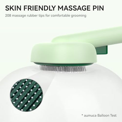 aumuca Cat Brush for Shedding, Cat Brushes for Indoor Cats, Horses Grooming Deshedding Brush for Dog Kitten Horse Massage Removes Loose Fur, Forest Green - Image 5