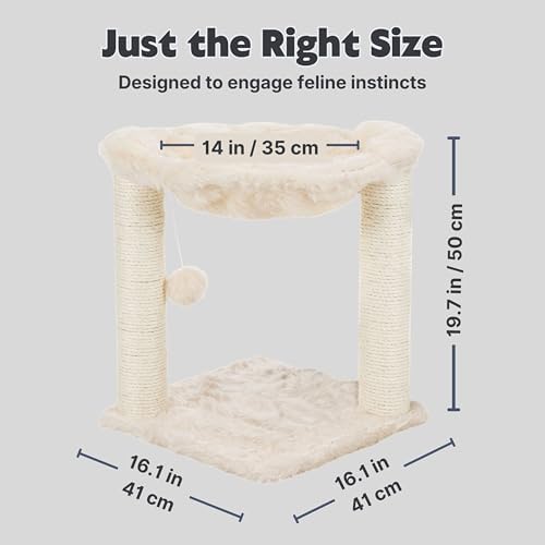 TRIXIE Baza 19.7-in Sisal Cat Tree with Plush Hammock and Toy, Cream - Image 3