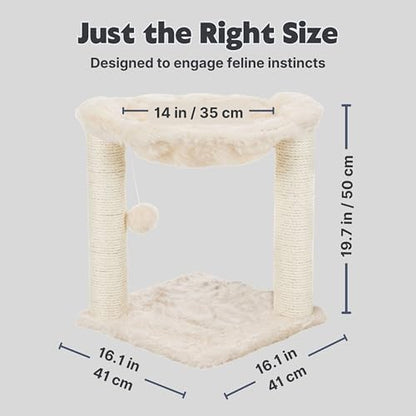 TRIXIE Baza 19.7-in Sisal Cat Tree with Plush Hammock and Toy, Cream - Image 3