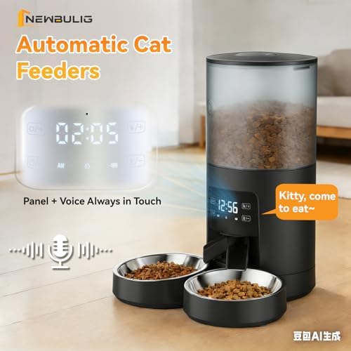 NEWBULIG Automatic Cat Feeder for 2 Pets 6L Dog Food Dispenser, Black - Image 6