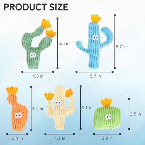 Catnip Cat Toys, 5 Pack Cactus Cat Toys with Organic Catnip, Interactive Chew & Kick Toys for Indoor Cats, Plush Teething Toys for Kittens, Fun Cactus Shape - Image 7
