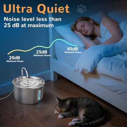 Stainless Steel Cat Water Fountain, 135oz/4L, 12 Filters - Image 3