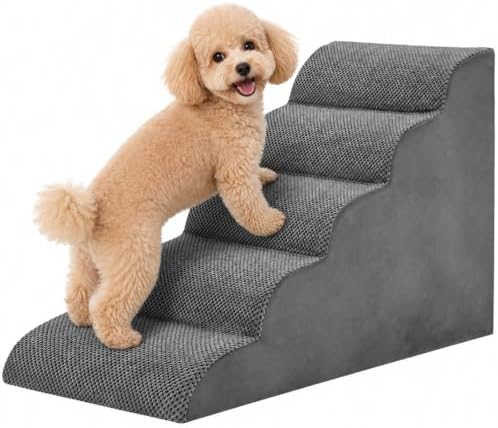 5-Step Dog Stairs for Large Dogs and Cats, 22in H Dog Steps, Gray by Relaxinsideexploreoutside