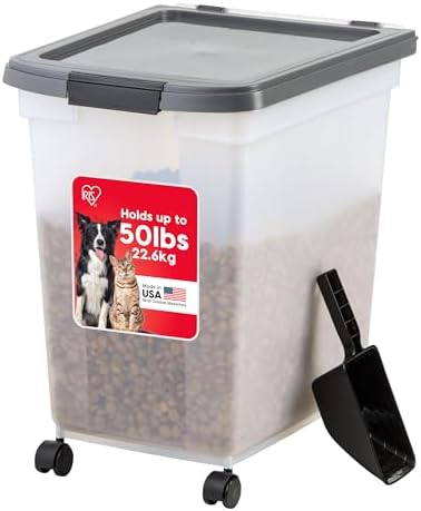 IRIS USA Dog Food Storage Container, Up to 50 lbs, Dark Gray, Made in USA by IRISUSA