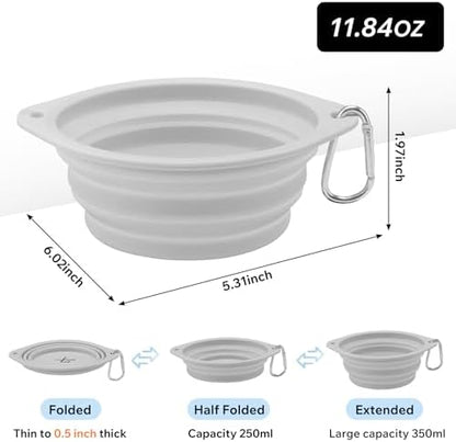 Dog Water Bottle and Collapsible Bowl Set, 18.6 oz/550ml Leakproof Silicone Portable Pet Travel Water Bottle for Walking, Hiking and Camping, Light Grey - Image 6