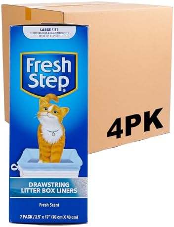 Fresh Step Drawstring Cat Litter Liners, Scented, 2.5 ft x 17 in, 7ct, 4-Pk by FreshStep