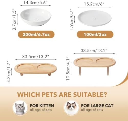 Havniva Elevated Cat Bowls, Cat Food and Water Bowl Set, Ceramic Cat Bowl - Image 2