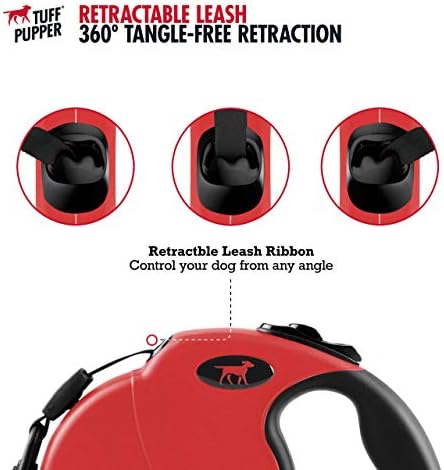 Tuff Pupper Heavy Duty Retractable Dog Leash | 16 ft Dog Leash with Reflective Stitching for Nighttime Safety | One Button Lock and Release | Comfortable Hand Grip | for Dogs Up to 120 lbs - Image 4