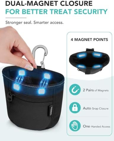 1¼-Cup Magnetic Closures Dog Training Treat Pouch with Clip (Black) - Image 5
