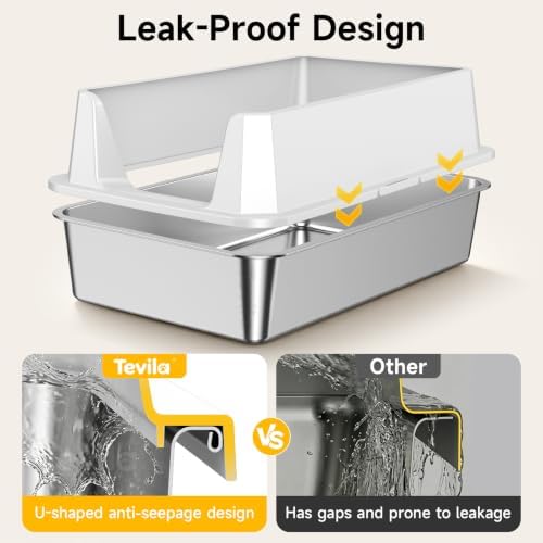 2 Pack XL Stainless Steel Litter Box with High Sides, Metal Litter Box - Image 4