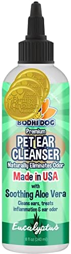 Bodhi Dog Ear Cleaner Solution for Dogs & Cats - Aloe Vera Ear Cleanser, Gentle, Safe for Ear Health - Removes Dirt, Wax & Debris - Prevents Odor & Irritation - Made in USA (8 Fl Oz) by BodhiDog
