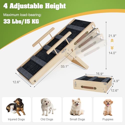 Upgraded Dog Ramp for Couch, Foldable Wooden Pet Ramp, Portable Pet Steps - Image 3