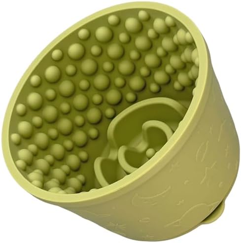 2-in-1 Licking Toy & Silicone Slow Feeder Bowls with Suction Cup - Non-Slip Mat for Bored Small Breed Dogs, Anxiety Relief, Anti-Choking (4.3" x 2.9", Green) by Unknown