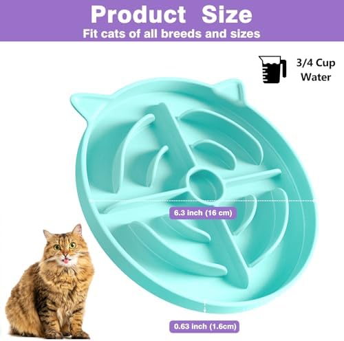 MateeyLife Slow Feeder Cat Bowl, 2 Pcs Cat Puzzle Feeder, Non-Slip Silicone Cat Dish, Prevent Overeating Cat Slow Feeder for Dry and Wet Food, Pet Bowls to Slow Down Eating, Easy to Clean - Image 5