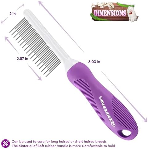 GENPEPADO Grooming Comb for Dogs and Cats with Matted Hair, Detangling Pet Comb with Long and Short Stainless Steel Metal Fine Teeth for Removing Mats, Tangles, Knots & Loose Fur from The Undercoat - Image 3