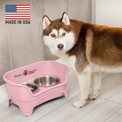 Neater Feeder Express Mess Proof Dog Bowls Elevated for Medium to Large Sized Breed, No Spill Raised Dog Food Bowl Stand, Stainless Steel Food and Water Bowl Set, Pet Dish Feeding Station, Pink - Image 2
