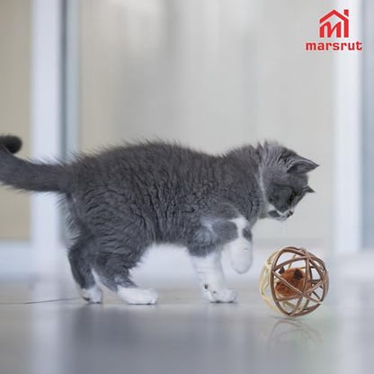 Squeaky Mouse Ball Cat Toy with Simulated Sound, Mouse Inside Cage, Squeky Balls for Cats to Play with Indoor, Squeak Interactive Plastic Funny Toys Best for Chewing Training Playing Chasing (Beige) - Image 4