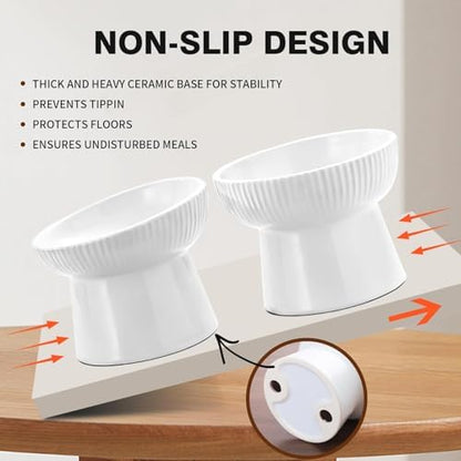 Elevated Cat Food Bowl, Ceramic Raised and Tilted Water Bowl, Whisker Fatigue Cat Bowls for Indoor Cats, Anti Vomiting and Protect Spines Pet Feeding Dishes for Kittens Small Dog, Heavy Non-Slip Base - Image 6