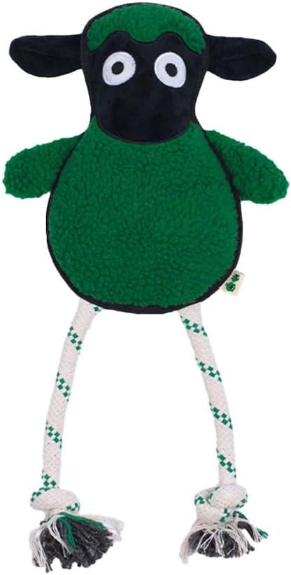 Green Sheep Rope Toy for Dogs, Durable Squeaky Dog Toys for Small Medium Large Dogs, Interactive Plush Fabric Chew Toy with PP Cotton & Recycle Cotton Rope, Tough Stuffed Animals to Keep Them Busy