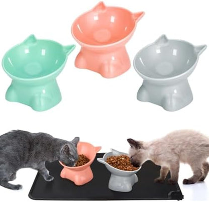 3 Pcs Raised Cat Bowl 15° Elevated Cat Food Bowl Tilted Cats Bowls by Hoemwarm