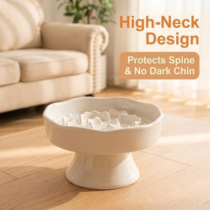 Vexilion pet Elevated Raised Slow Feeder cat Food Ceramic Bowl for Small Dogs for Dry and Wet Food - Image 2
