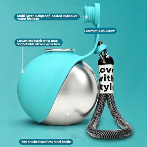 2-in-1 Dog Water Bottle - Portable Pet Travel Flask with Bowl -Pink - Image 7