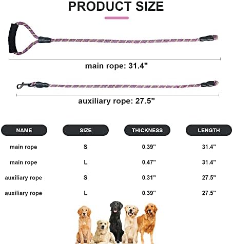 Dual Dog Leash 360° Tangle-Free - Reflective Heavy Duty, Comfortable Handle for Small/Medium/Large Dogs, Support Multiple Rope Addition - Image 2